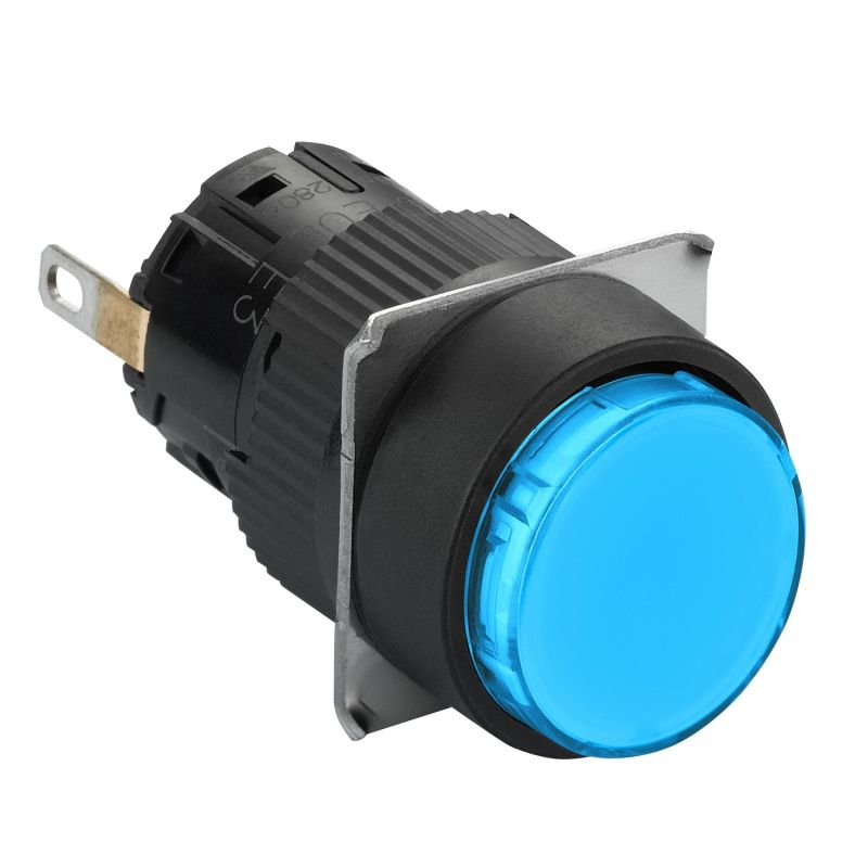 round pilot light Ø16 - IP65 - blue - integral LED 24VDCpolarised - connector