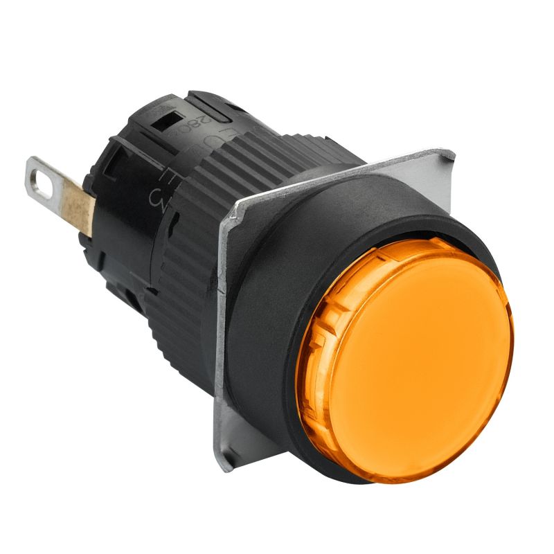 round pilot light Ø16 - IP65 - orange - integral LED 24VDCpolarised - connector