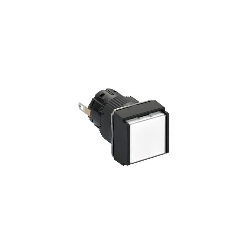 Monolithic pilot light, Harmony XB6E, square Ø 16, IP65, white, integral LED 24VDCpolarised, connector