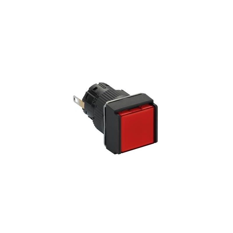 Monolithic pilot light, Harmony XB6E, square Ø 16, IP65, red, integral LED 12VDCpolarised, connector