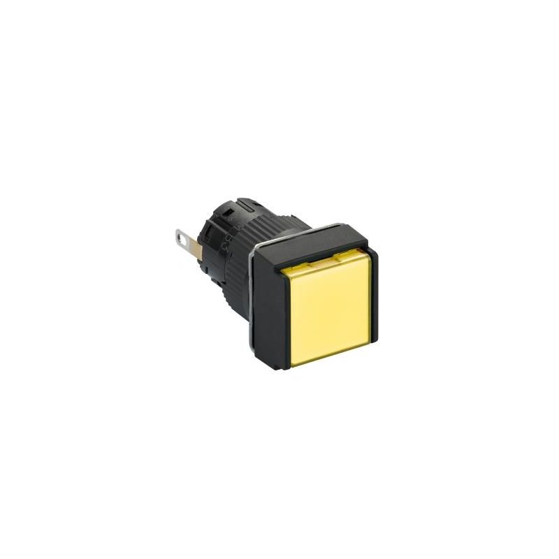 Monolithic pilot light, Harmony XB6E, square Ø 16, IP65, yellow, integral LED 24VDCpolarised, connector