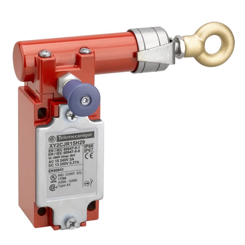 Latching emergency stop rope pull switch, Telemecanique rope pull switches XY2C, e XY2CJ, right side, 1NC+1 NO, ISO M20