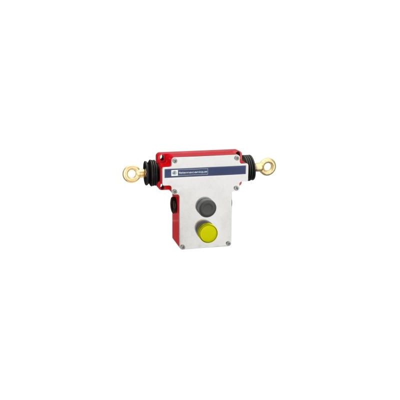 Dual emergency stop rope pull switch, Telemecanique rope pull switches XY2C, e 2x(1NC+1NO), Pg13.5, flush pb, pilot light