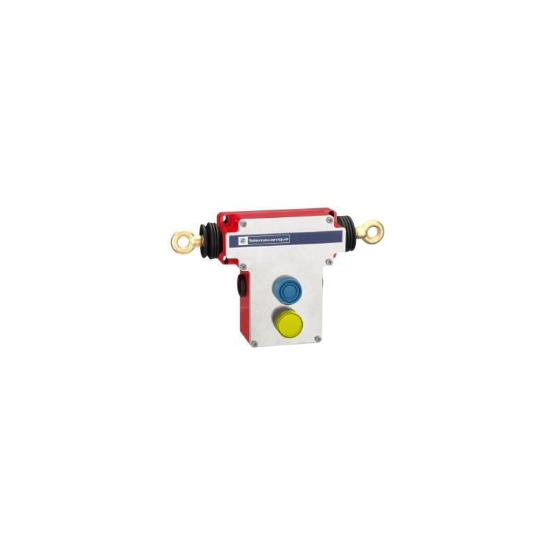 Dual emergency stop rope pull switch, Telemecanique rope pull switches XY2C, e 2x(1NC+1NO), Pg13.5, boot pb, pilot light 230 V