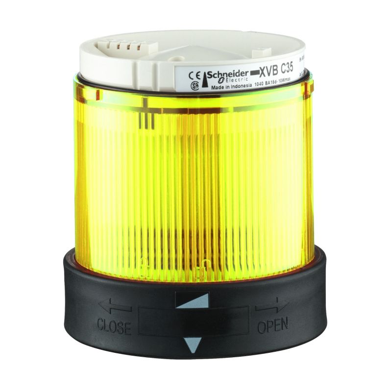 Indicator bank, Harmony XVB Universal, Ø 70 mm illuminated unit with light diffuser, steady, yellow, IP65, 24 V