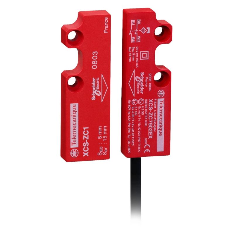coded magnetic switch XCSDMC - ATEX - 2 NC, staggered - cable 2 m