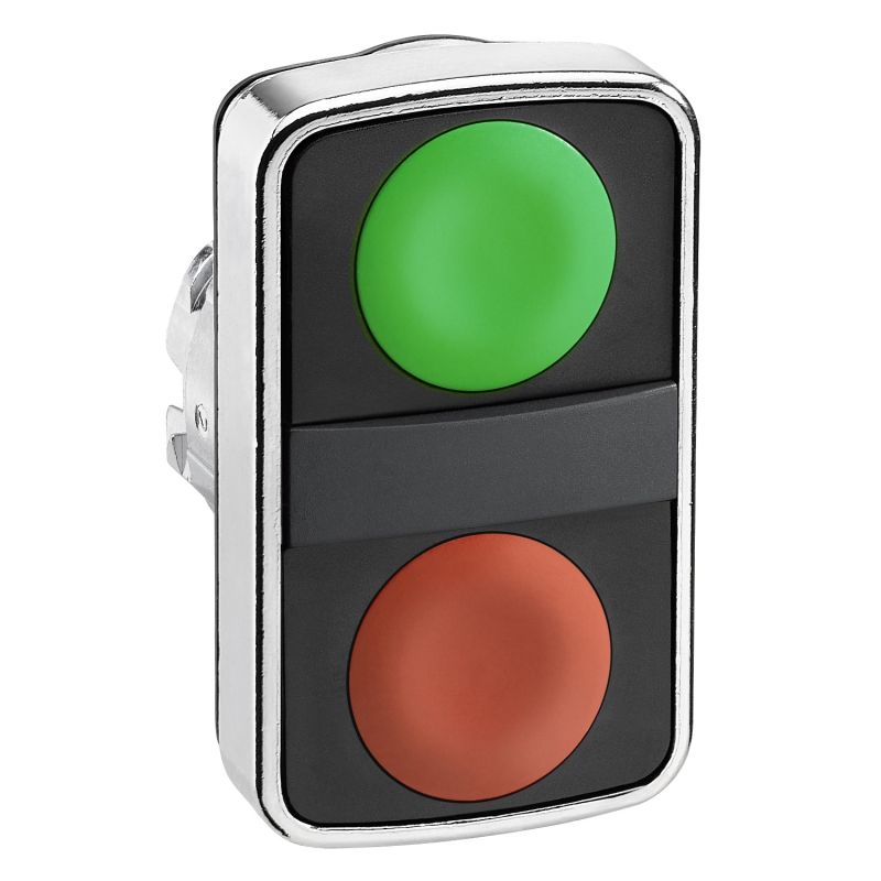 green flush/red flush double-headed pushbutton Ø22 unmarked