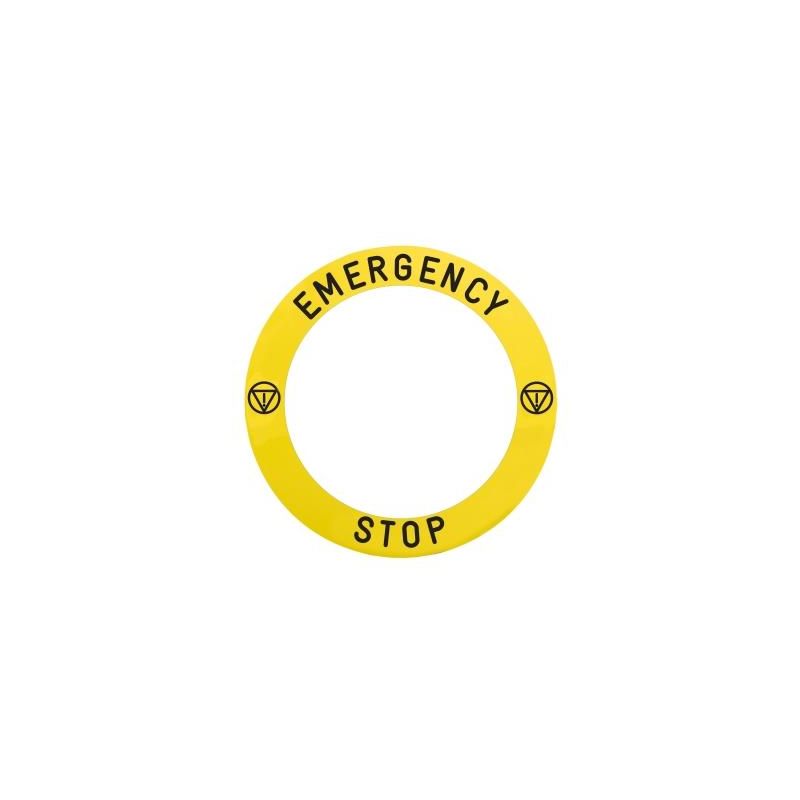 90mm circular label 'paragem de emergência'