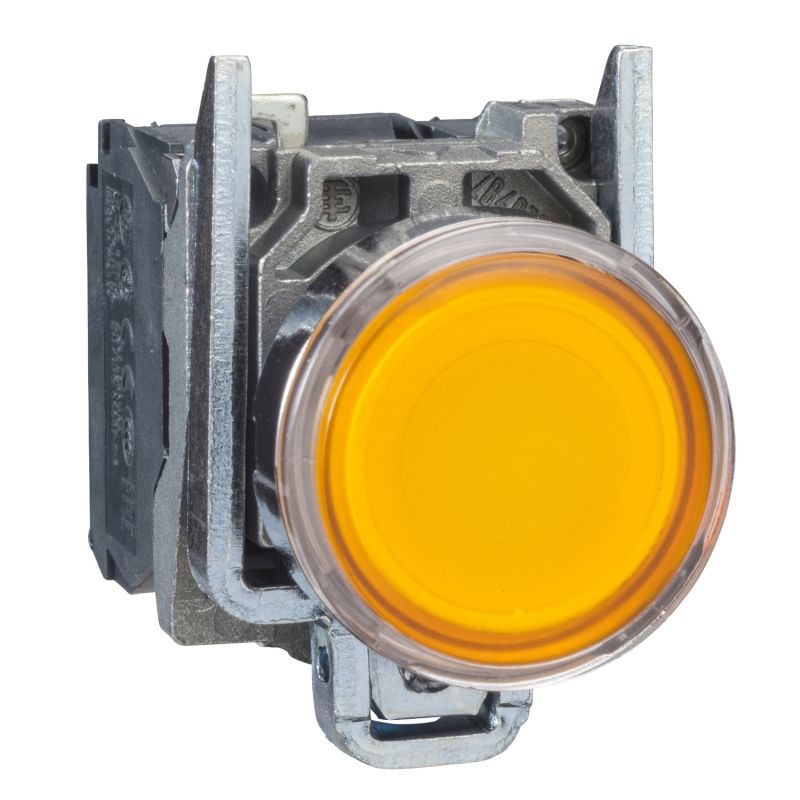 botão de pressão iluminado amarelo Ø 22 - mola encastrada - 240 V - 1NO+1NC