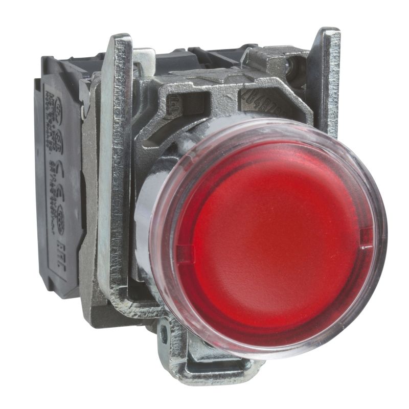 botão de pressão iluminado vermelho Ø 22 – mola encastrada - 240 V - 1NO+1NC