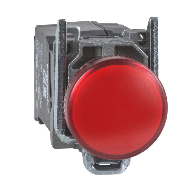 Pilot light, metal, red, Ø22, plain lens with BA9s bulb, 230…240 V AC