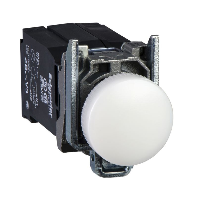 Pilot light, metal, white, Ø22, plain lens with BA9s bulb, 230…240 V AC