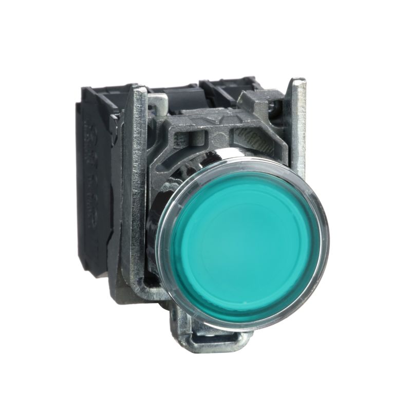 botão de pressão iluminado verde Ø 22 – mola encastrada - 120 V - 1NO+1NC