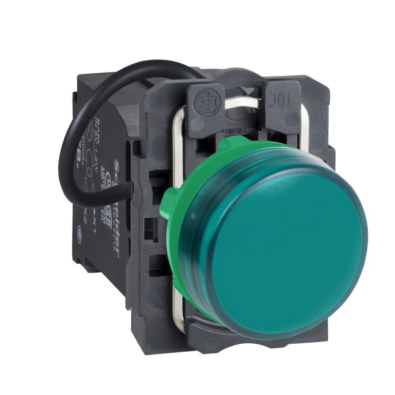 green complete pilot light Ø22 plain lens with integral LED 400V