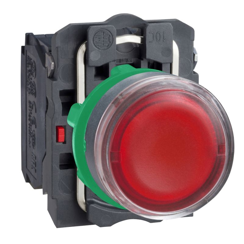botão de pressão iluminado vermelho Ø 22 – mola encastrada - 240 V - 1NO+1NC