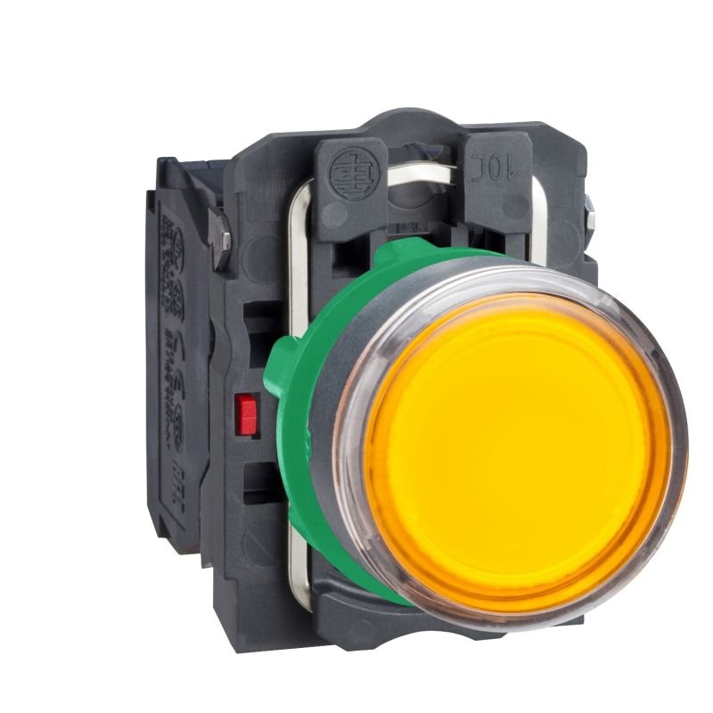 botão de pressão iluminado amarelo Ø 22 - mola encastrada - 120 V - 1NO+1NC