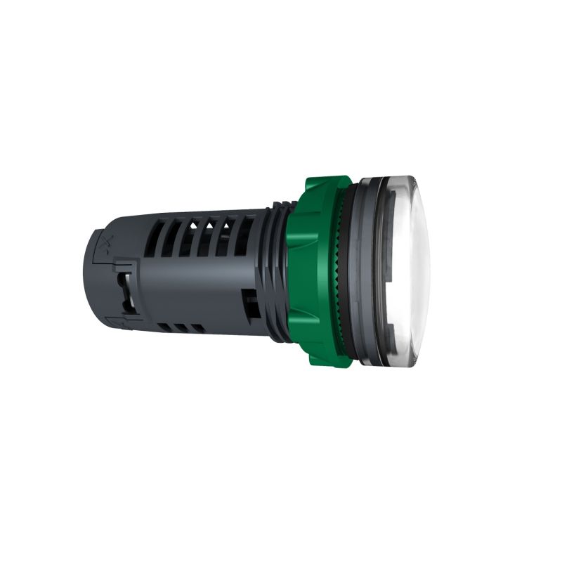 Harmony XB5, Monolithic pilot light, plastic, white, Ø22 plain lens with integral LED, 110…120 V AC