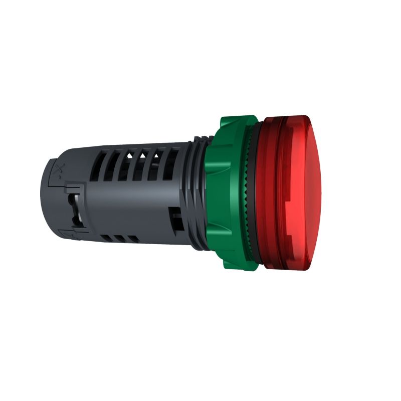 Harmony XB5, Monolithic pilot light, plastic, red, Ø22, plain lens with integral LED, 110…120 V AC