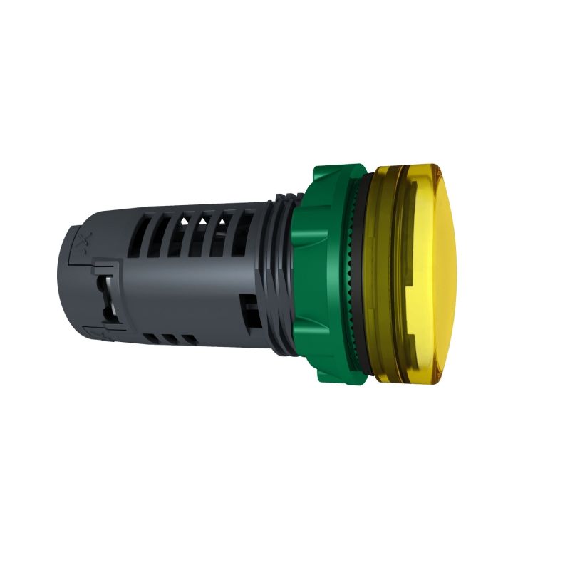 Harmony XB5, Monolithic pilot light, plastic, yellow, Ø22, plain lens with integral LED, 110…120 V AC