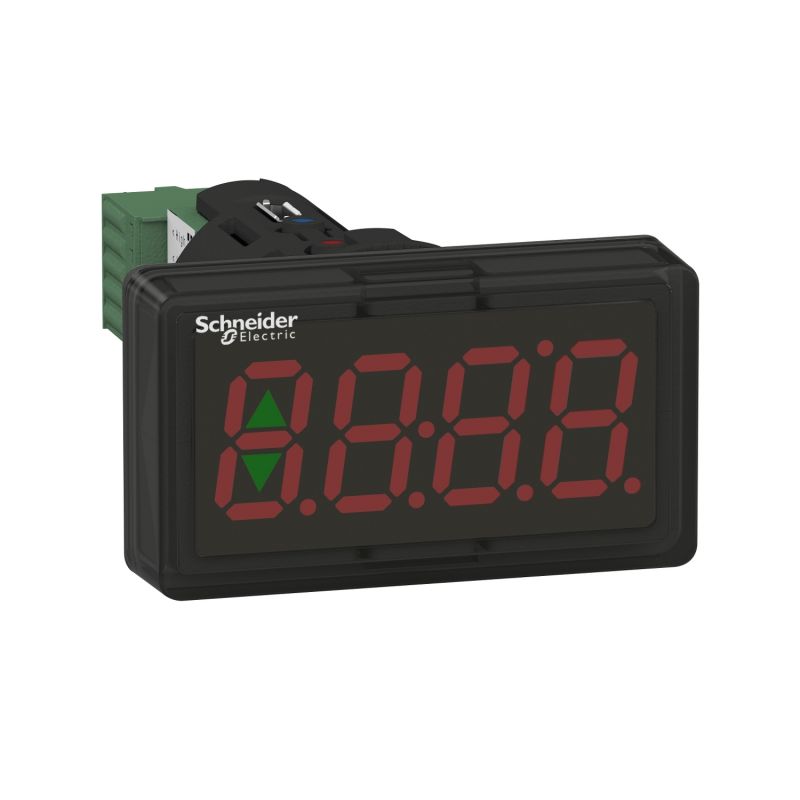 Digital panel meter, plastic, black, Ø22, 4 digit red LED display, 4...20 mA input