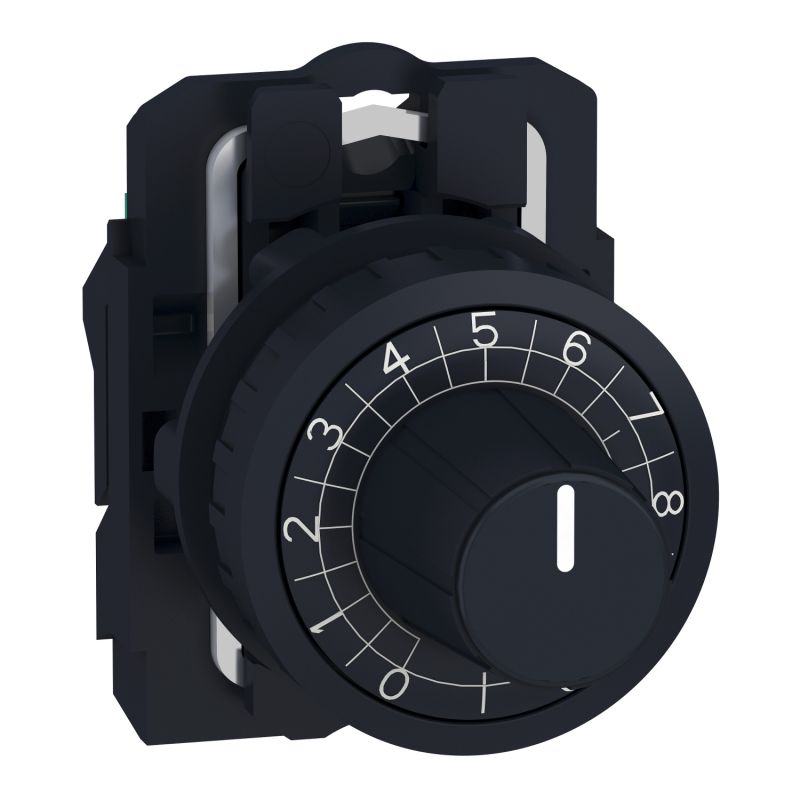 botão serrilhado de cabeça de potenciómetro - Ø 22 - preto - eixo de 6 mm