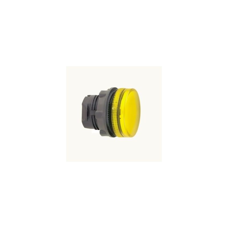 Head for pilot light, Harmony XB5, yellow Ø22 mm grooved lens integral led