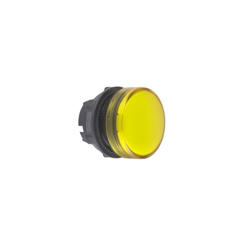 Head for pilot light, Harmony XB5, yellow Ø22 mm plain lens integral led