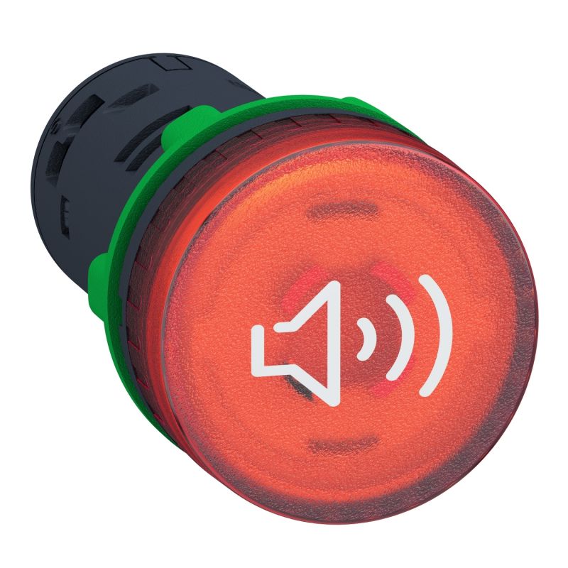 Illuminated buzzer, plastic, red, Ø22, continuous or intermittent tone, 110...120 V AC/DC