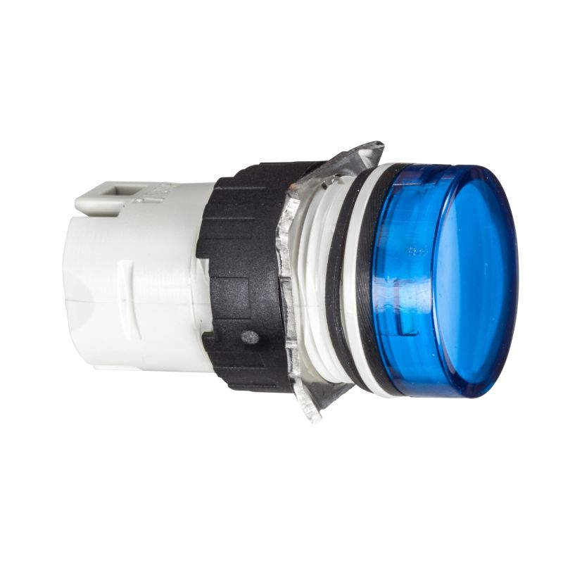 cabeça de luz piloto - Ø 16 - redonda - lente simples azul