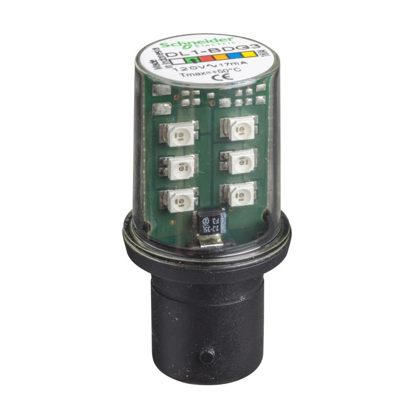 lâmpada LED verde para sinalização - BA 15d - 120 V
