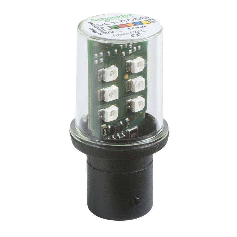 lâmpada LED verde para sinalização - BA 15d - 230 V