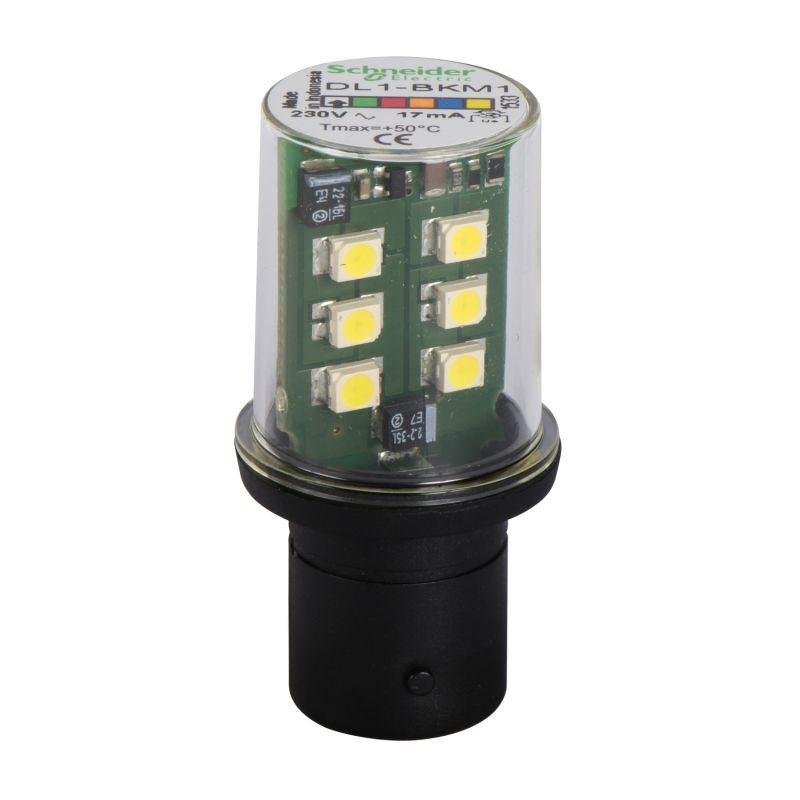 lâmpada LED intermitente branco para sinalização - BA 15d - 230 V