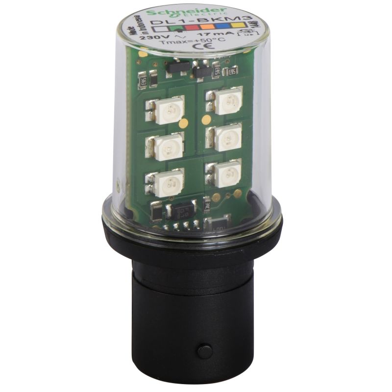 lâmpada LED intermitente verde para sinalização - BA 15d - 230 V
