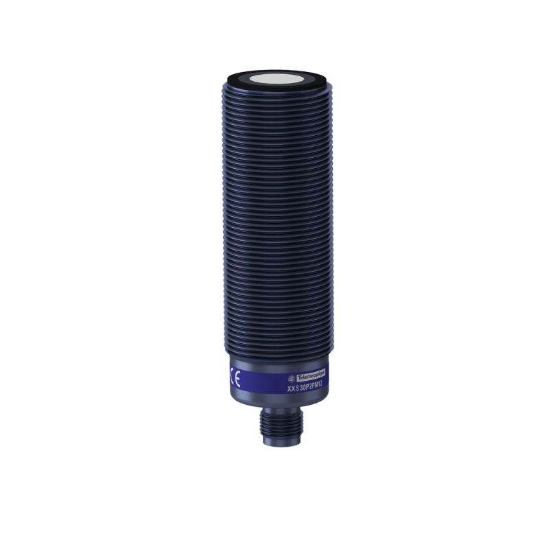 Ultrasonic sensor, plastic, cylindrical M30, straight, 2 m, PNP