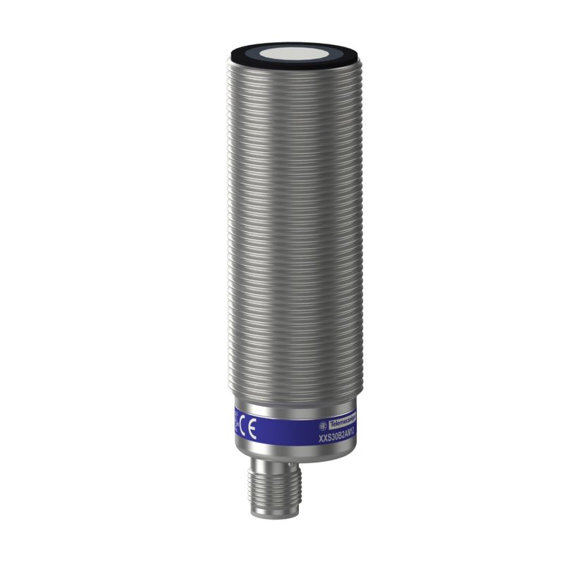 Ultrasonic sensor, metal, cylindrical M30, straight, 2 m, 4...20 mA