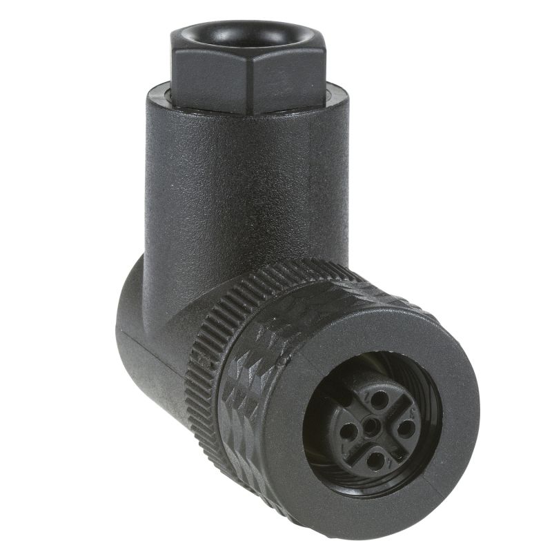 female, M12, 4-pin, elbowed connector - cable gland Pg 7